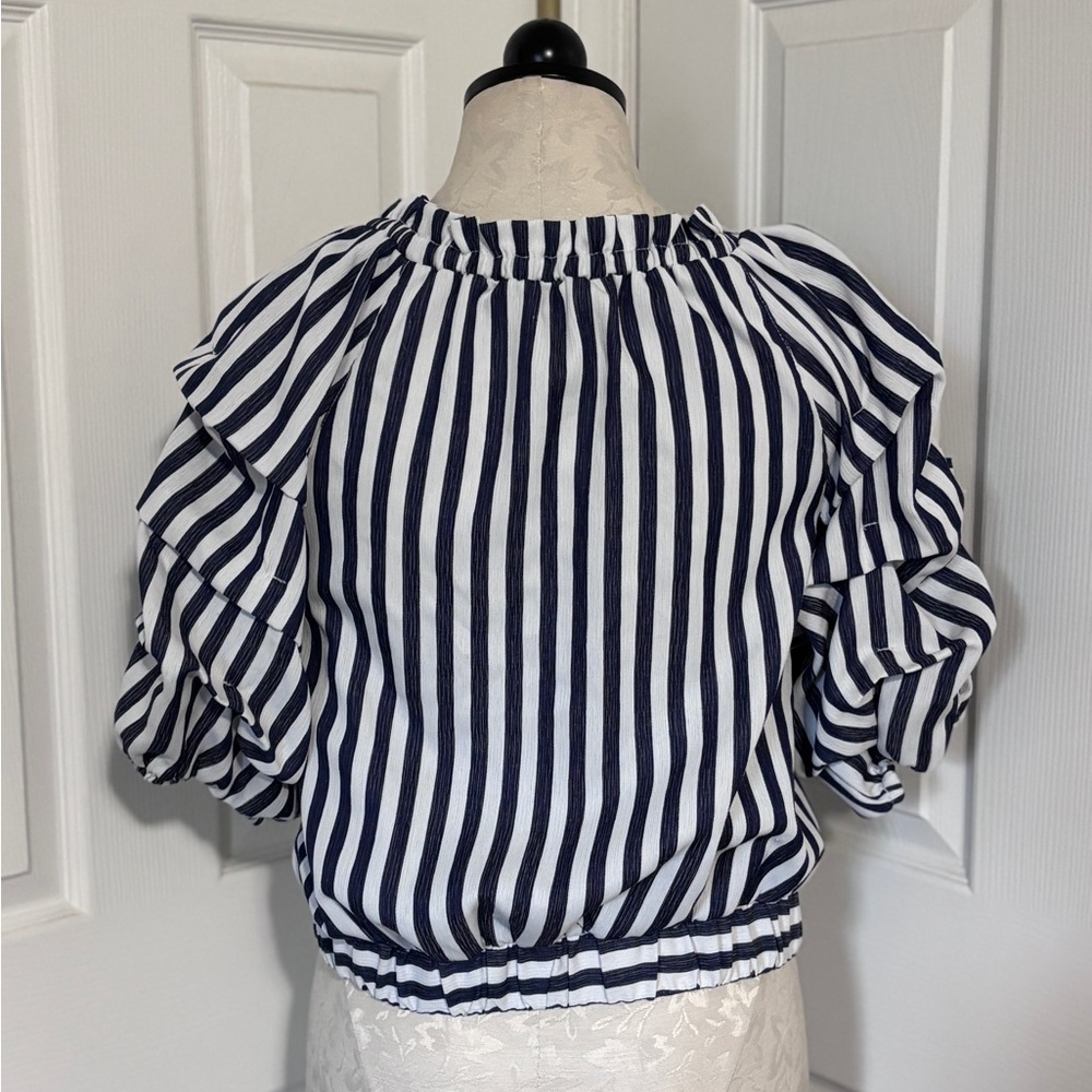 Habitual Kids Habitual Ruched Sleeve Stripe Top - Picture 3 of 5